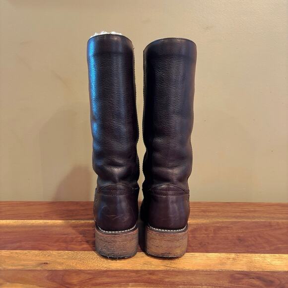 Frye Shearling Campus Boots, Rich Cocoa Brown Leather, Gum Sole, Womens 5.5 - Picture 4 of 9